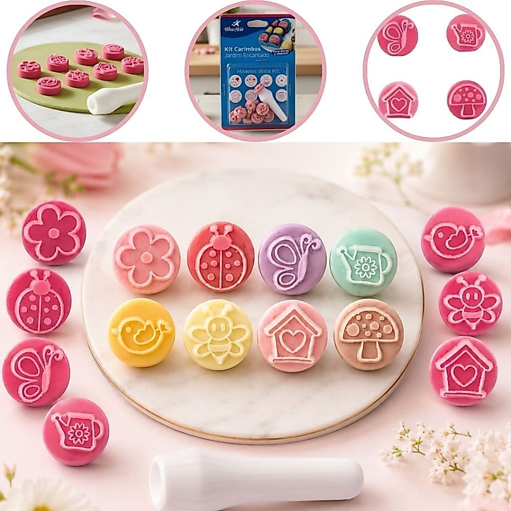 CARIMBO ROSA PARA CONFEITARIA JARDIM ENCANTADO, DOCES E MASSAS