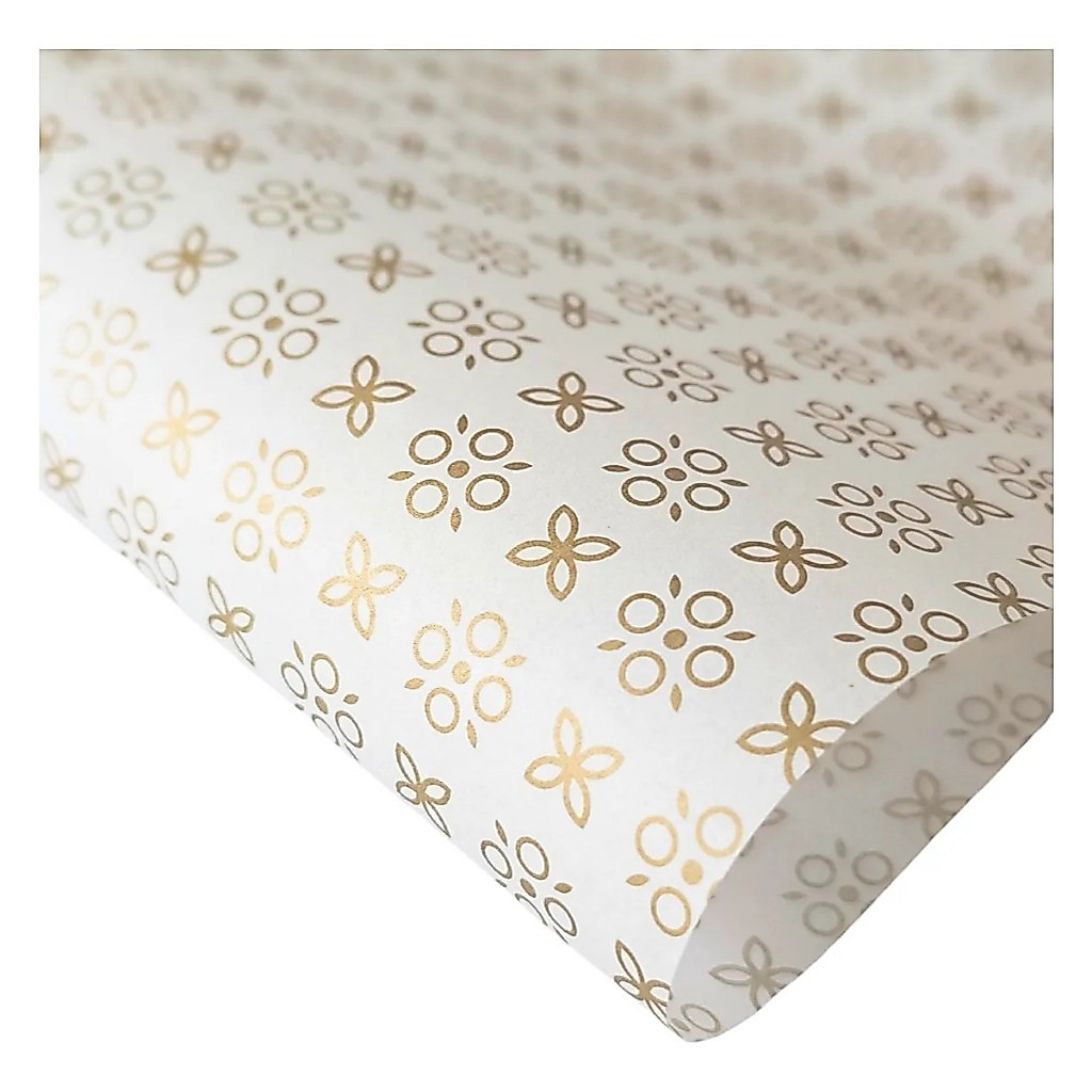 Papel Antigordura Alimentos 22x16cm Impressão Dourado 100 unidades