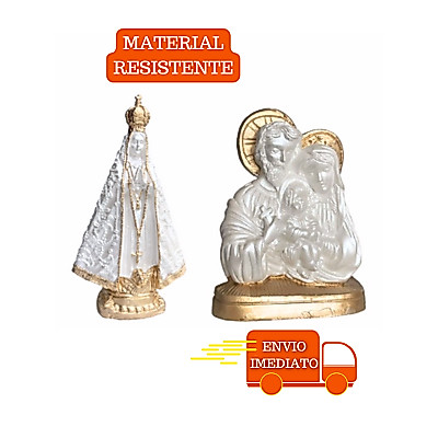Kit Oração Imagem Nossa Senhora e Sagrada Família em Gesso Santo