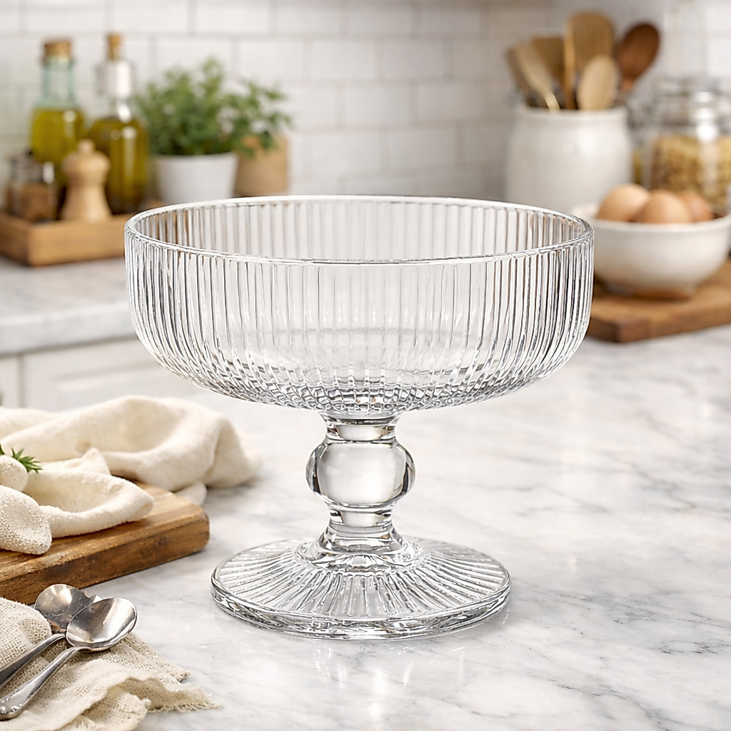 Jogo 6 Taças Sobremesa Vidro 300ml Canelada Taça para Sorvete Açaí Mousse Sobremesa Vidro Elegante.