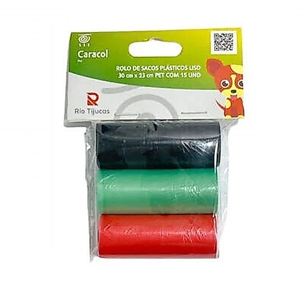 Kit Refil 45 Saquinhos Lixo Cata Caca Pet Coletor Higiênico 3 rolos Passeio Cachorros Animais