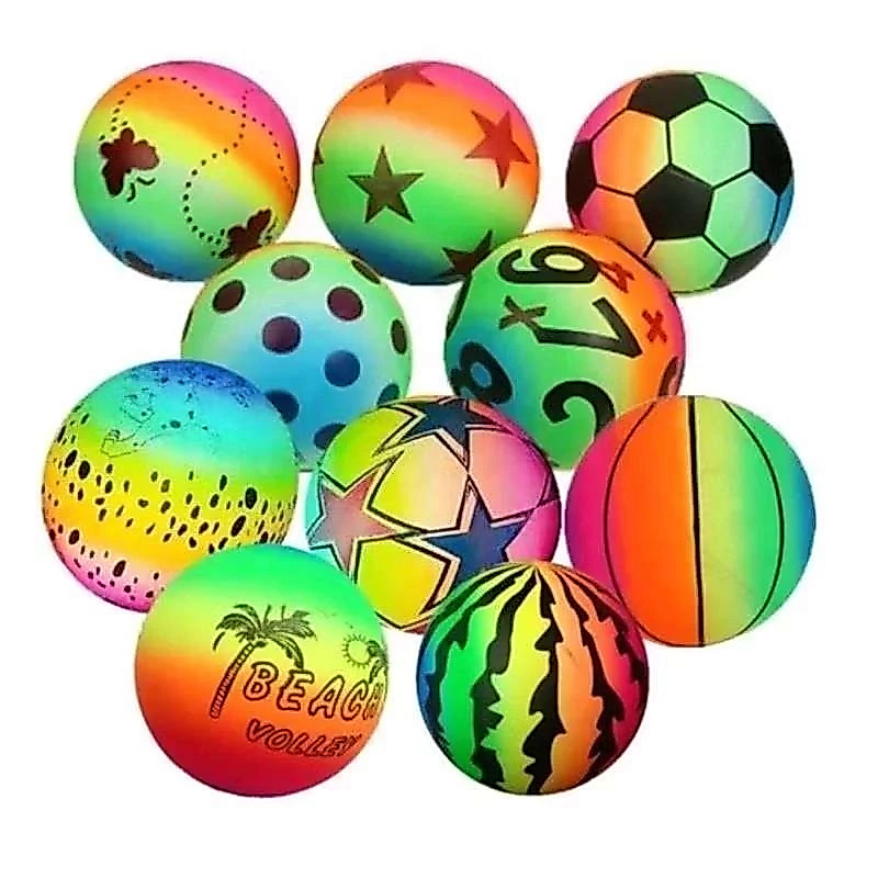 KIT COM 10 PEÇAS BOLAS VINIL INFLAVEL INFANTIL COLORIDA PLASTICO PERSONALIZADA PACOTE PROMOÇÃO-ENVIADO COR ALEATÓRIO