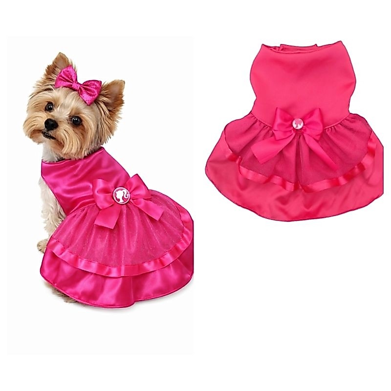 Vestido Pet Pink Cães e Gatos Roupa de Cachorro e Gato Verão Pet Fantasias Boneca Carnaval