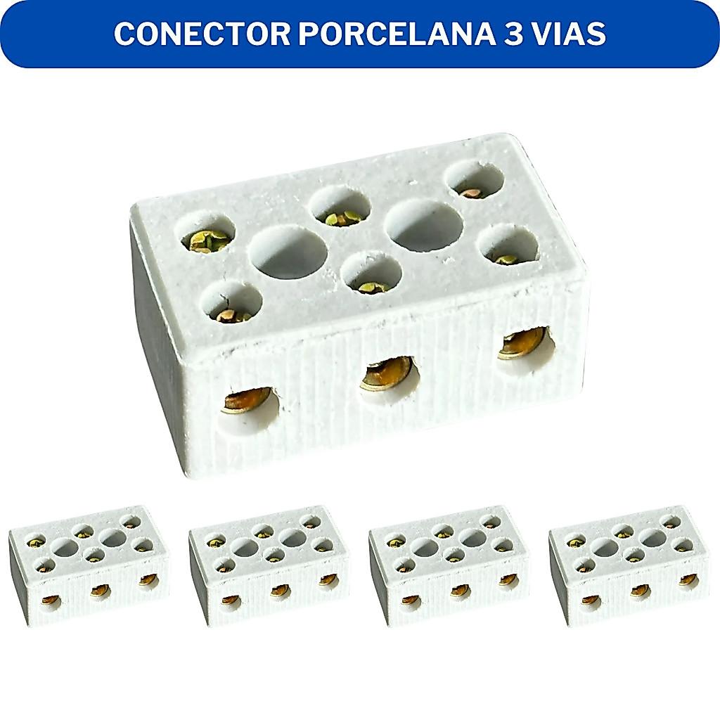 Kit 4 Conector Porcelana 3 Vias 6mm 10mm 16mm - Resistente Alta Temperatura Para Chuveiros e Torneiras