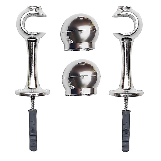 Par de Suportes e Ponteiras Para Varão Cortina Simples 28mm 2un Cromado