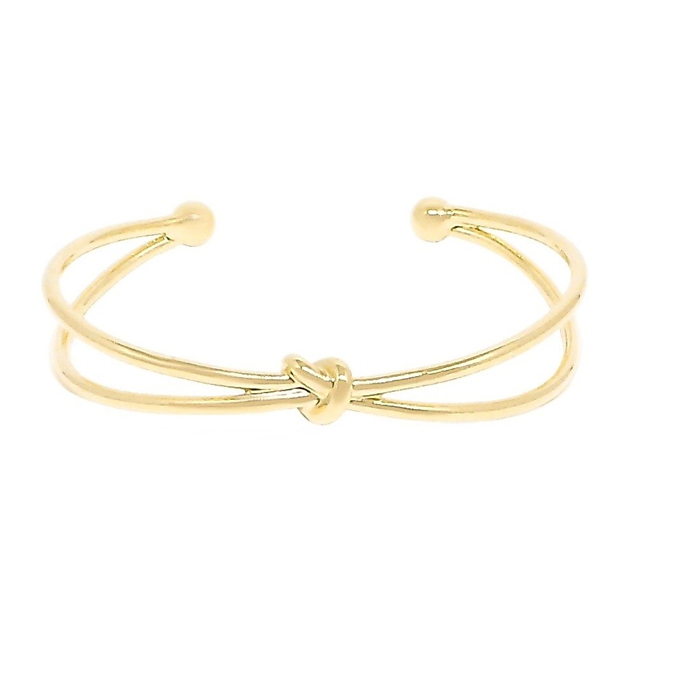 BRACELETE FEMININO FOLHEADO A OURO 18K 2 VOLTAS NÓ RAFAELLA PIUKA