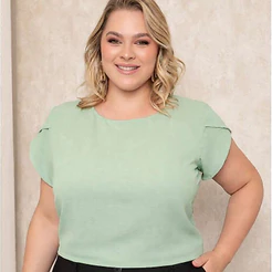 ONLYONE - BLUSA PLUS SUZE MANGA CURTA JAPONESA - BLUSAS FEMININAS