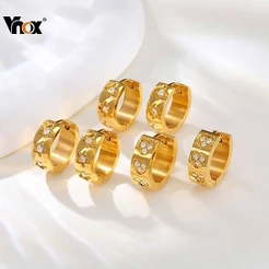 Brincos De Argola Em Forma De Coração Cúbico De Zircônia Vnox , Joias De Festa Simples De Metal Hipoalergênico E À Prova