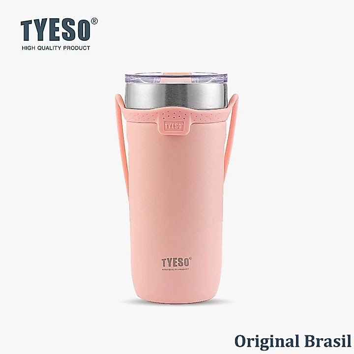 TYESO Copo Térmico 550ml com Alça de Silicone Removível Aço Inox 304 Mantém 12h Quente/Frio Para Academia e Viagem