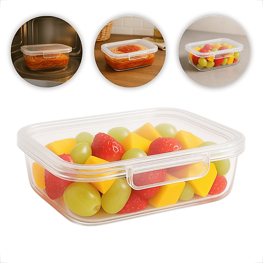 Kit Pote Marmita Fitness 500ML com Trava Lateral P/ Microondas Geladeira Dieta e Almoço