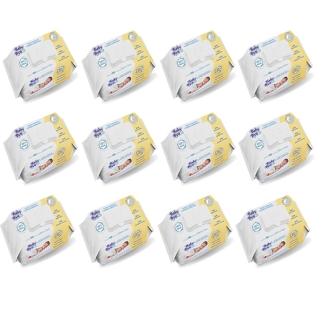 Kit Toalha Umedecida Baby Byn Recém Nascido com 1200 Unidades ( Sem Àlcool e Sem Perfume)