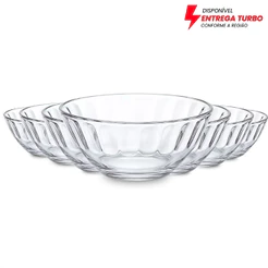 Conjunto 6 ou 12 Bowl De Vidro Transparente Carmine Potes Sobremesa Petiscos Tigelas Resistente