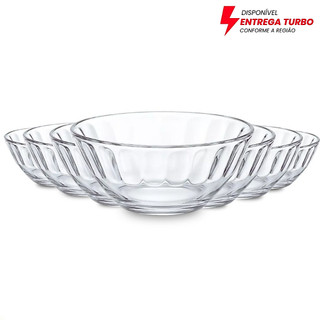 Conjunto 6 ou 12 Bowl De Vidro Transparente Carmine Potes Sobremesa Petiscos Tigelas Resistente