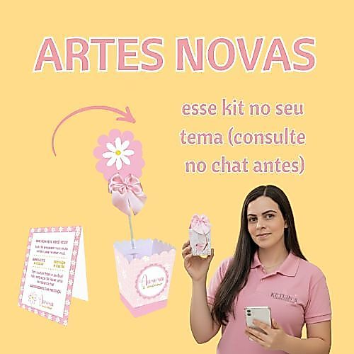 Kit plaquinha e Centro de mesa ARTES NOVAS COM ADICIONAL cachepô pegue e monte personalizado