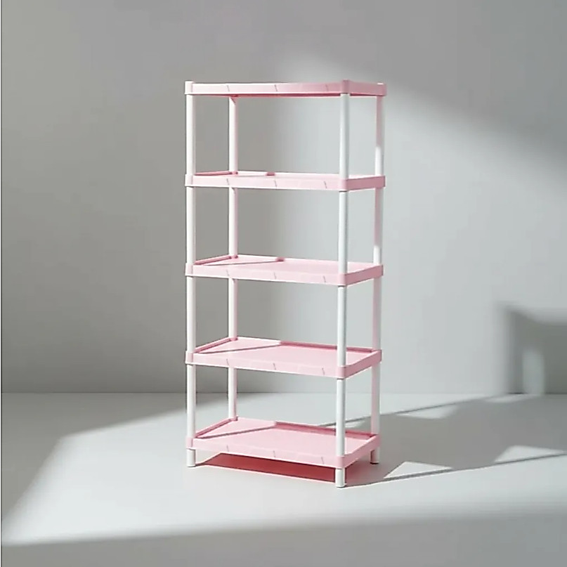 Estante Organizadora Modular Rosa Bebê com 5 Prateleiras e Pezinhos – FLEXA