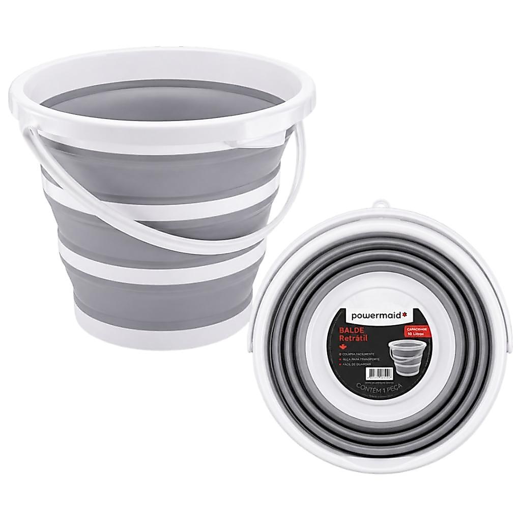 Balde Dobrável 10 Litros Retrátil de Silicone Dobrável Com Alça Lavanderia Multiuso Cozinha
