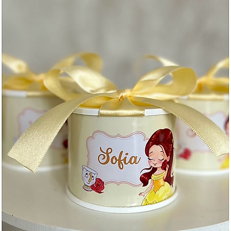 Kit tubolatas personalizadas bela e a fera cute • Lembrancinha aniversário | chá de bb • 5x6