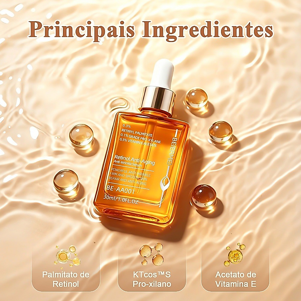 BEIERMEI Sérum 30ml Antirrugas com Retinol e Antienvelhecimento / 1.0 FL.OZ Antirrugas intenso Aperta e suaviza a pele · foto 2