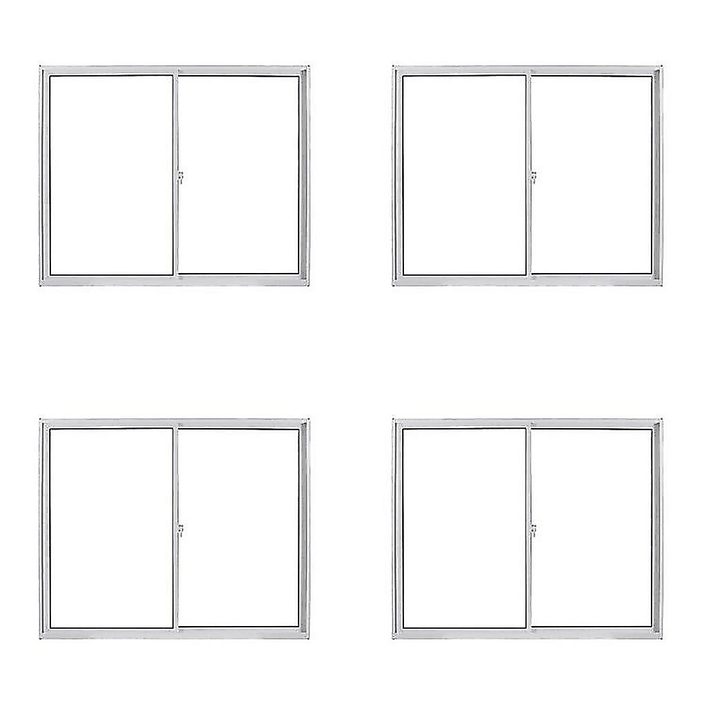 Kit com 4 Janela de Alumínio de Correr 100x120cm Vidro Liso Branco Linha Soft MGM
