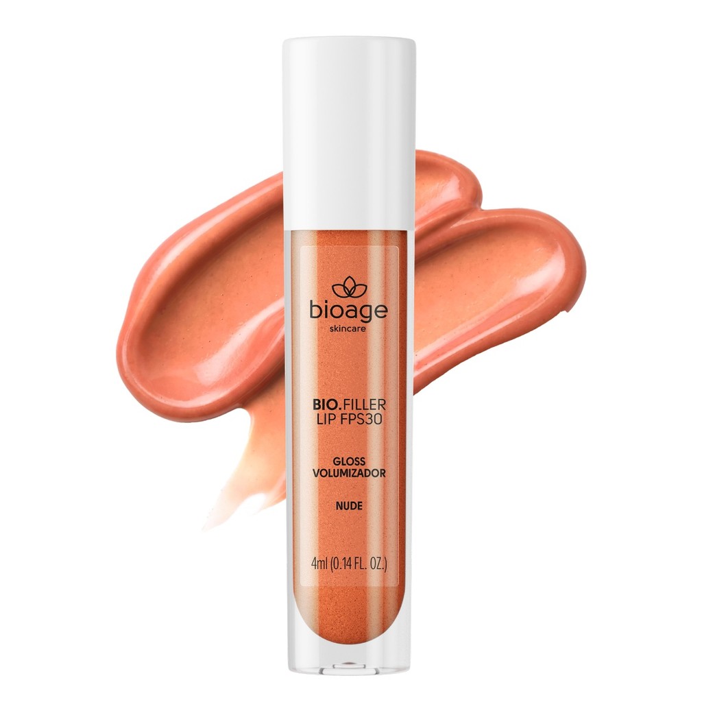 Gloss Labial Bioage Bio-Filler Lip FPS 30 Nude - Tratamento Facial Volumizador Hidratante Protetor Labial
