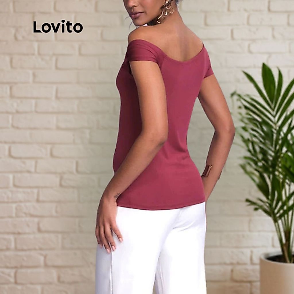 Lovito Blusa de Malha Basica Um Ombro Só Moda Feminina BRBLB791BRL821 · foto 2