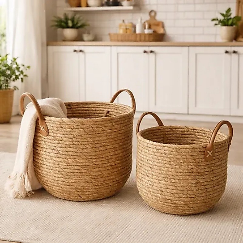 Cesto Multiuso De Juta Trançada Decorativo Boho Para Manta Quarto