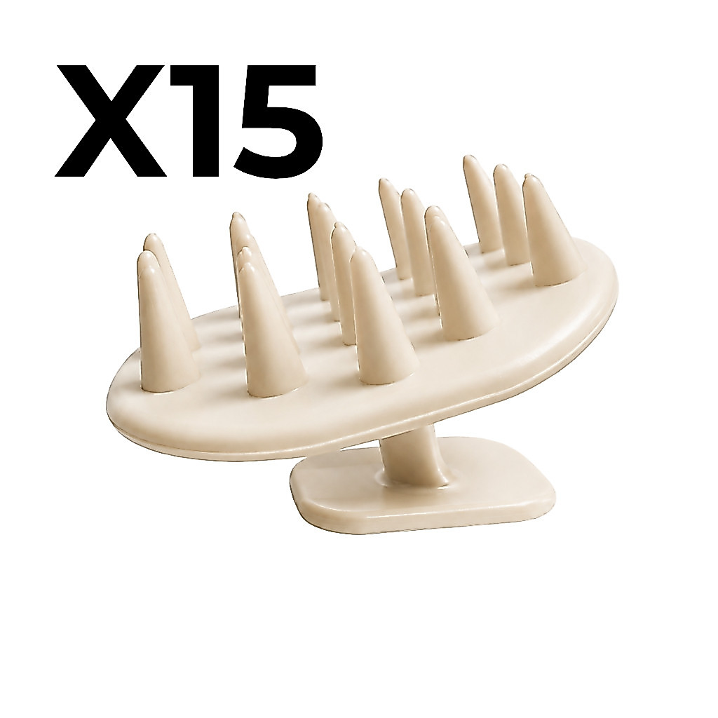 Kit 15 Escovas Massageadoras Capilares de Silicone para Couro Cabeludo Limpeza e Massagem