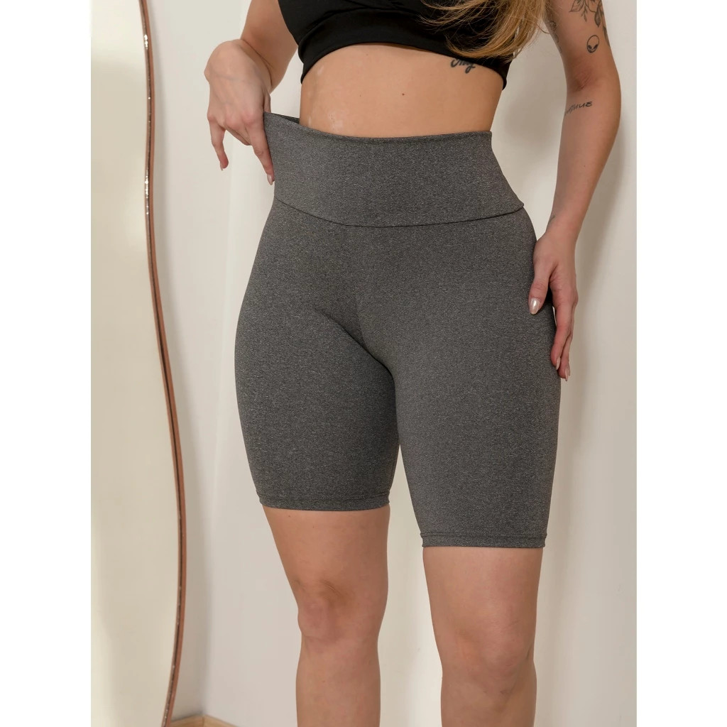 Bermuda Fitness Feminina Academia Cós Alto Short Treino Suplex Grossa Não Transparece Ginástica Caminhada, dia a dia