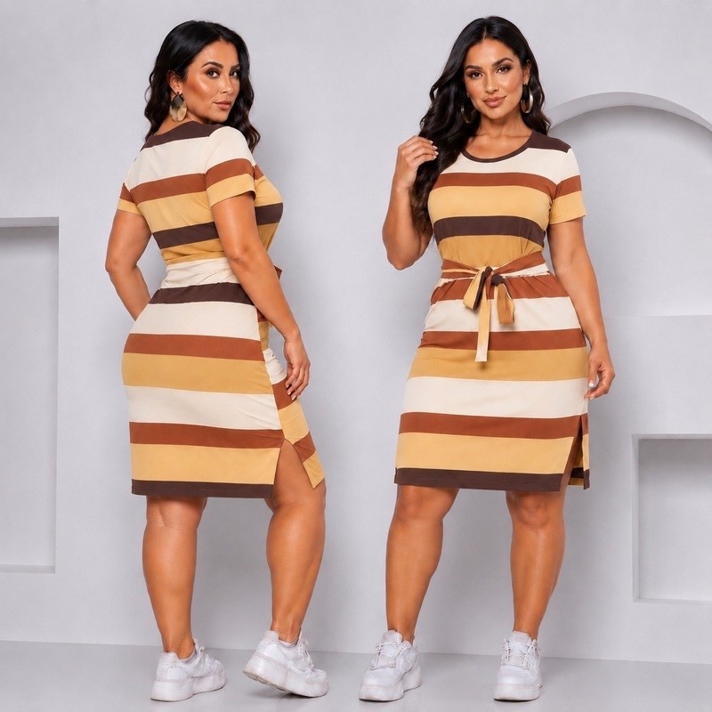 Vestido mais vendido tecido confortavel Envio Rápido com Laço casual Mid fenda lateral moda feminina verão