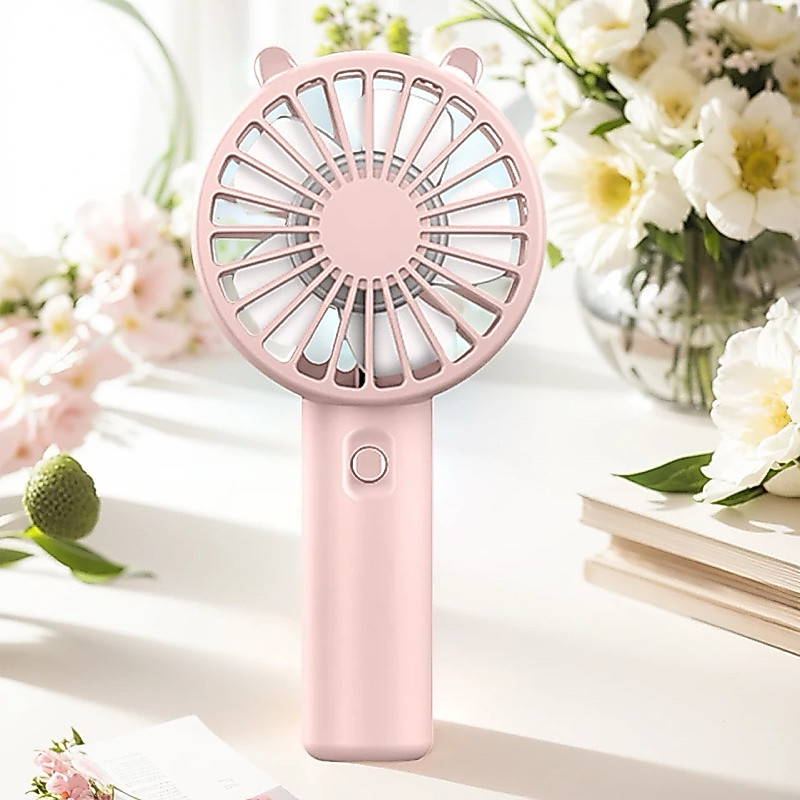 MINI VENTILADOR PORTATIL DE MÃO - 3 VELOCIDADES - LEVE ULTRA SILENCIOSO POTENTE RECARREGÁVEL COR ROSÊ