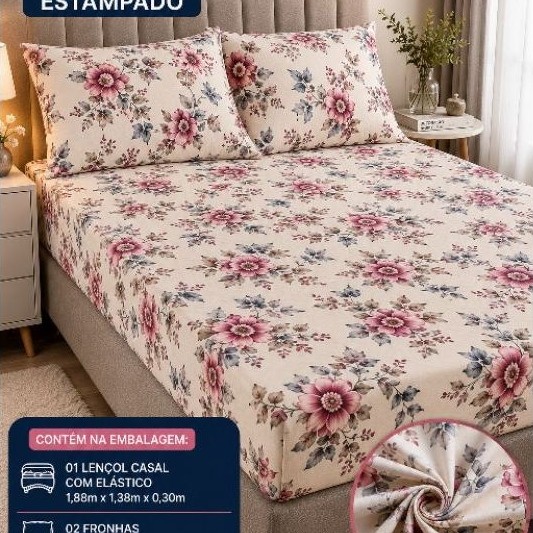 Jogo de Lençol Casal e solteiro Com Elástico Estampado micropercal!!