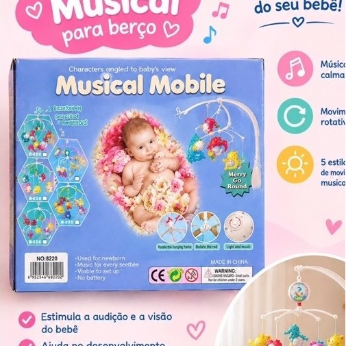 mobile giratorio musical infantil ,  mobile para berço e carrinho golfinho