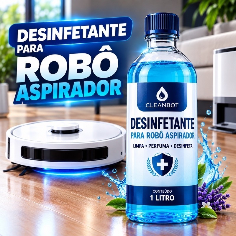 Desinfetante para Robô Aspirador 1 Litro | Auxilia na limpeza da bomba d'água | Zero Espuma | Perfuma e Higieniza o Piso