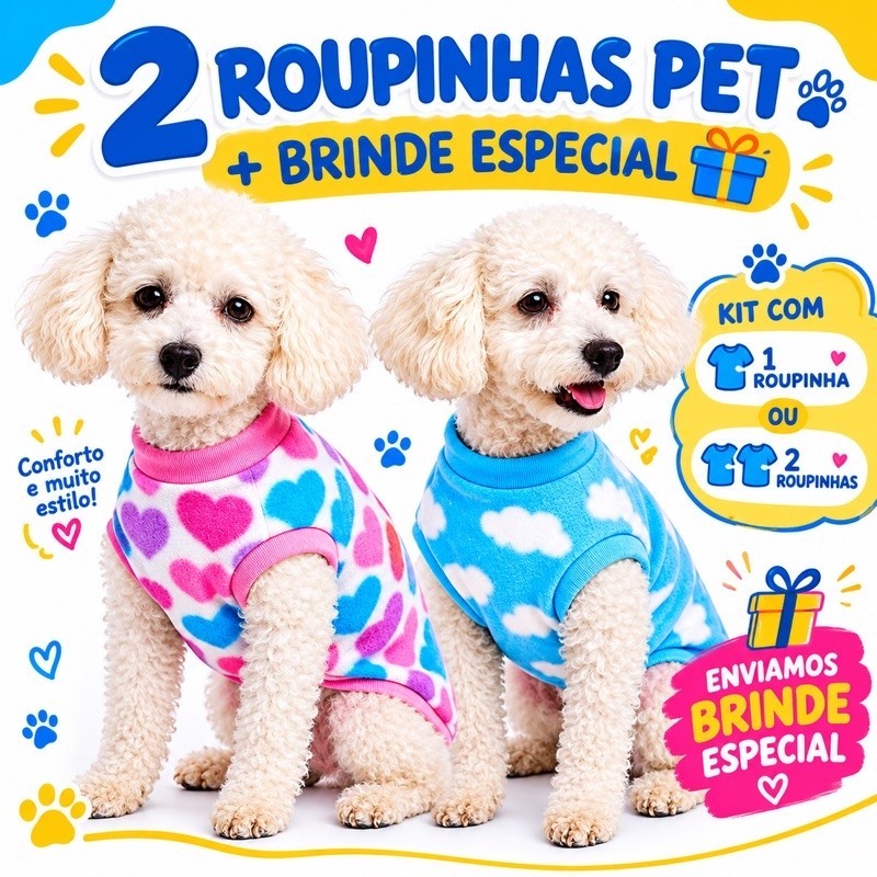 KIT 1 ou 2 roupinhas pet + BRINDE ESPECIAL 🐾 Roupa pet - Brinde pet.