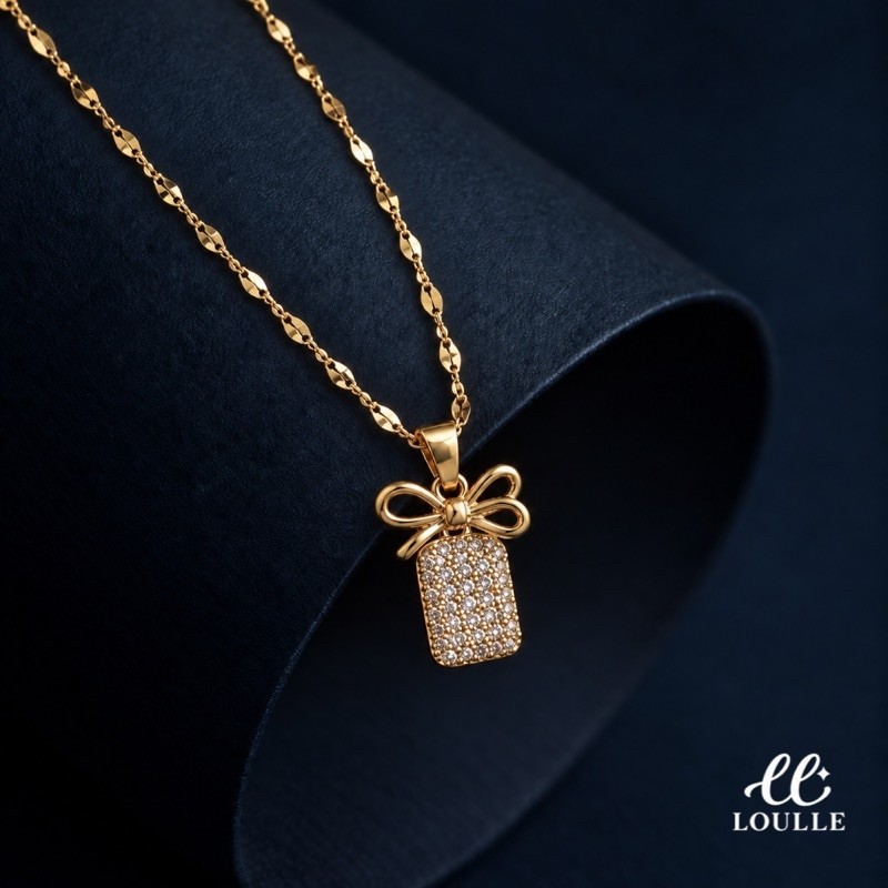 Colar A Prova D'água Não Escurece Hipoalergênico Semi Joia Premium Laço com Cristais Alta Qualidade Dourado