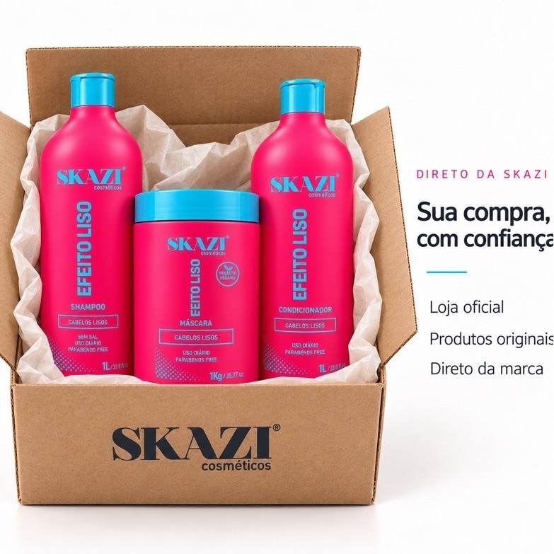 Kit Shampoo Condicionador E Mascara Skazi Cabelos Lisos 1L · foto 2