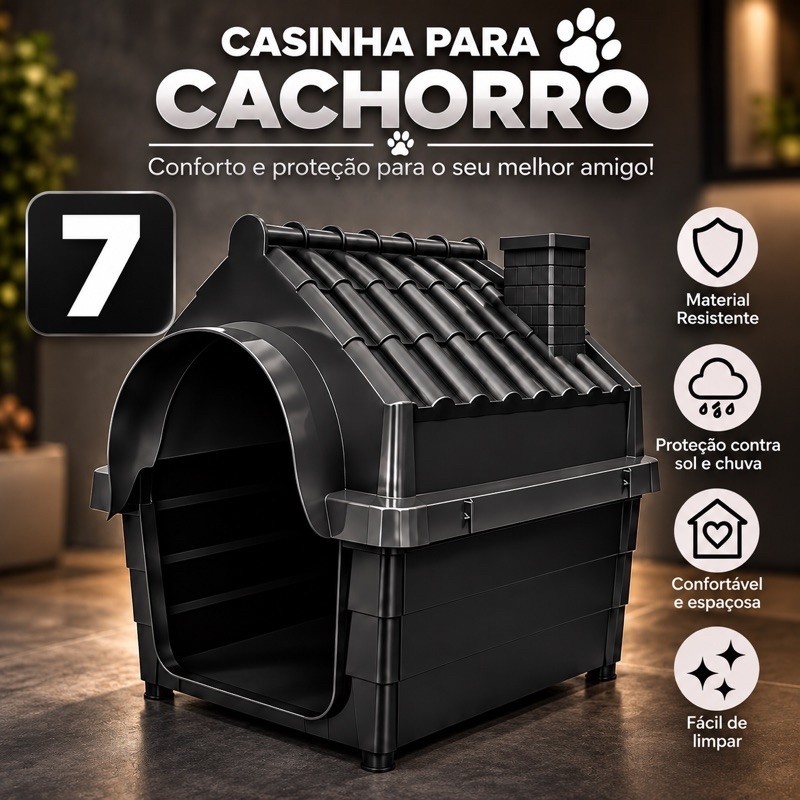 Casa Casinha Para Cachorro Plástico Desmontável N7 Resistente Com Proteção UV