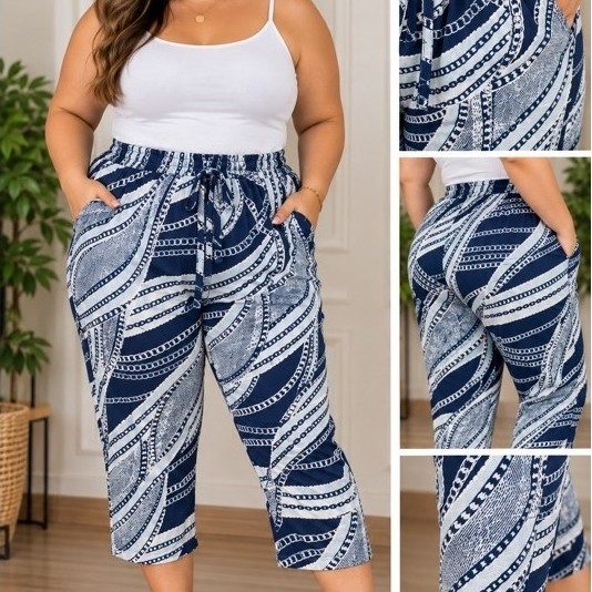 Calça Pantacur Estampado Malha Fria, com Bolso, Com Elastico na Cintura. Soltinho, Leve e Fresquinho
