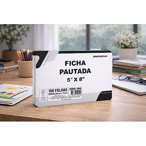 Ficha Pautada 5 x 8 100 Folhas Papel Branca ANIMATIVA