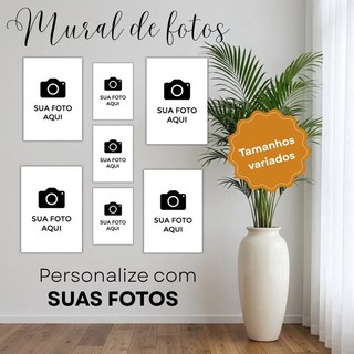 Kit com 7 Quadro decorativos mural galeria de fotos para sala casa quarto familia imagem personalizado envie sua foto