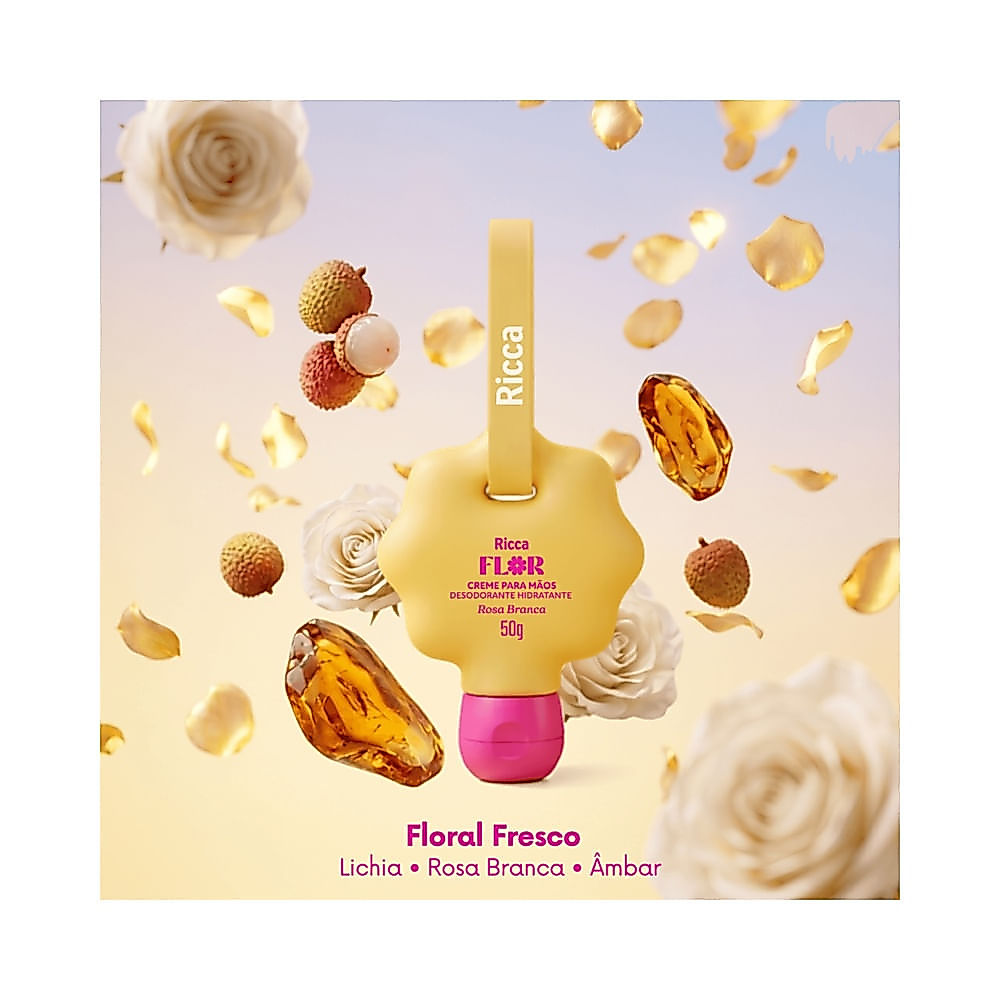 Creme para Mãos Ricca Flor Rosa Branca 50g — imagem 2 de 2