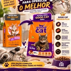 Ração para Gatos Good Cat Plus 10kg Nutrição com Ômega 3 e 6 Sem Corantes