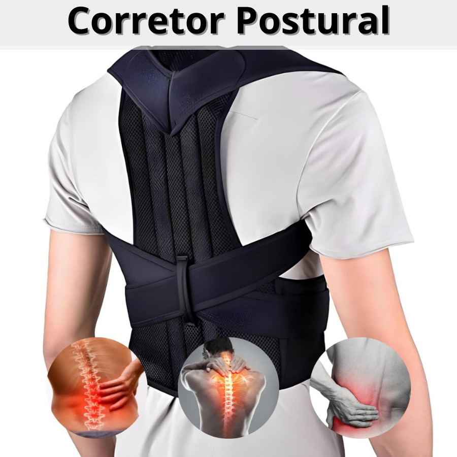 Cinta Colete Corretor Postural Coluna Lombar Unissex Reforçada