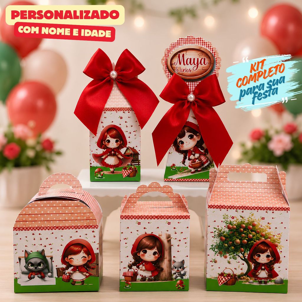 Kit Caixas CHAPEUZINHO VERMELHO/ Caixinhas Personalizadas + Brinde/Lembrancinha de Festa/Aniversario