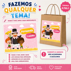 Rótulo Adesivo Personalizado para sacola kraft-9,7x9,7 -Fazemos todos os temas