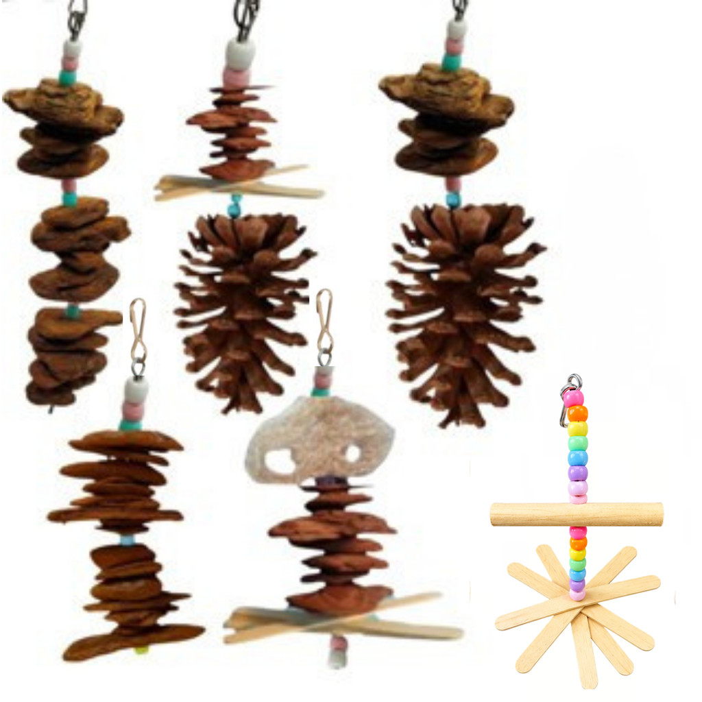Kit 6 Brinquedos para Calopsita Agapornis periquito - Brinquedo para pássaros