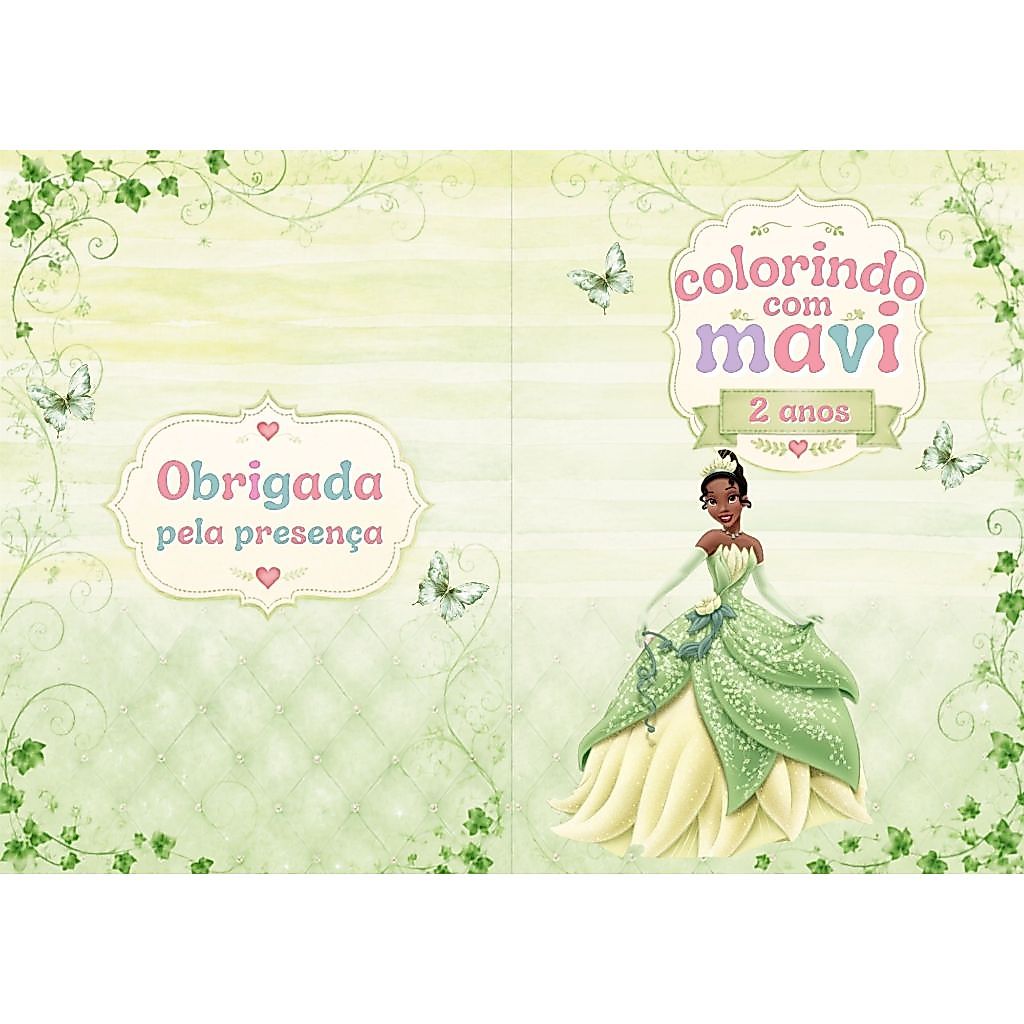 Livros de colorir personalizado lembrancinha de aniversario Princesa Tiana com 16 desenhos (Fazemos qualquer Tema)