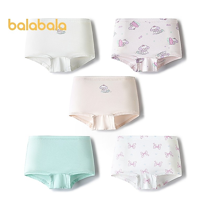 balabala Calcinha Boxer Infantil Menina Algodão Kit com 5 Macias Confortáveis Sem Apertar