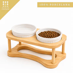 Bebedouro Comedouro Pet Duplo Elevado Agua Ração Porcelana 190ml Cachorro Gato