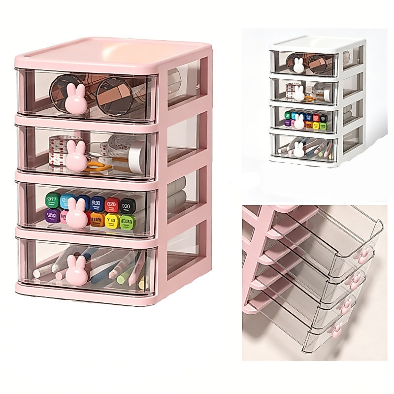 Organizador com Coelhos Fofos-Gaveta para Maquiagem,Bijuterias e Pequenos Objetos|Estilo Minimalista LMF-MZ98